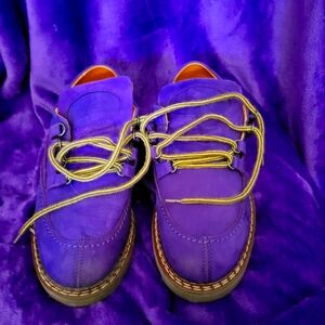 Bronx Purple Suede Flats with Yellow Laces NEVER WORN